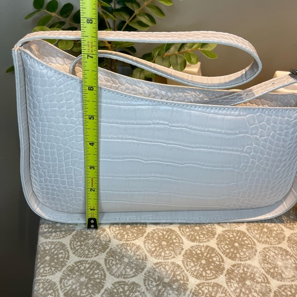 NWT Crocodile textured  Asymmetric Shoulder Hand Bag-Off Cream Ivory  color - Picture 6 of 10